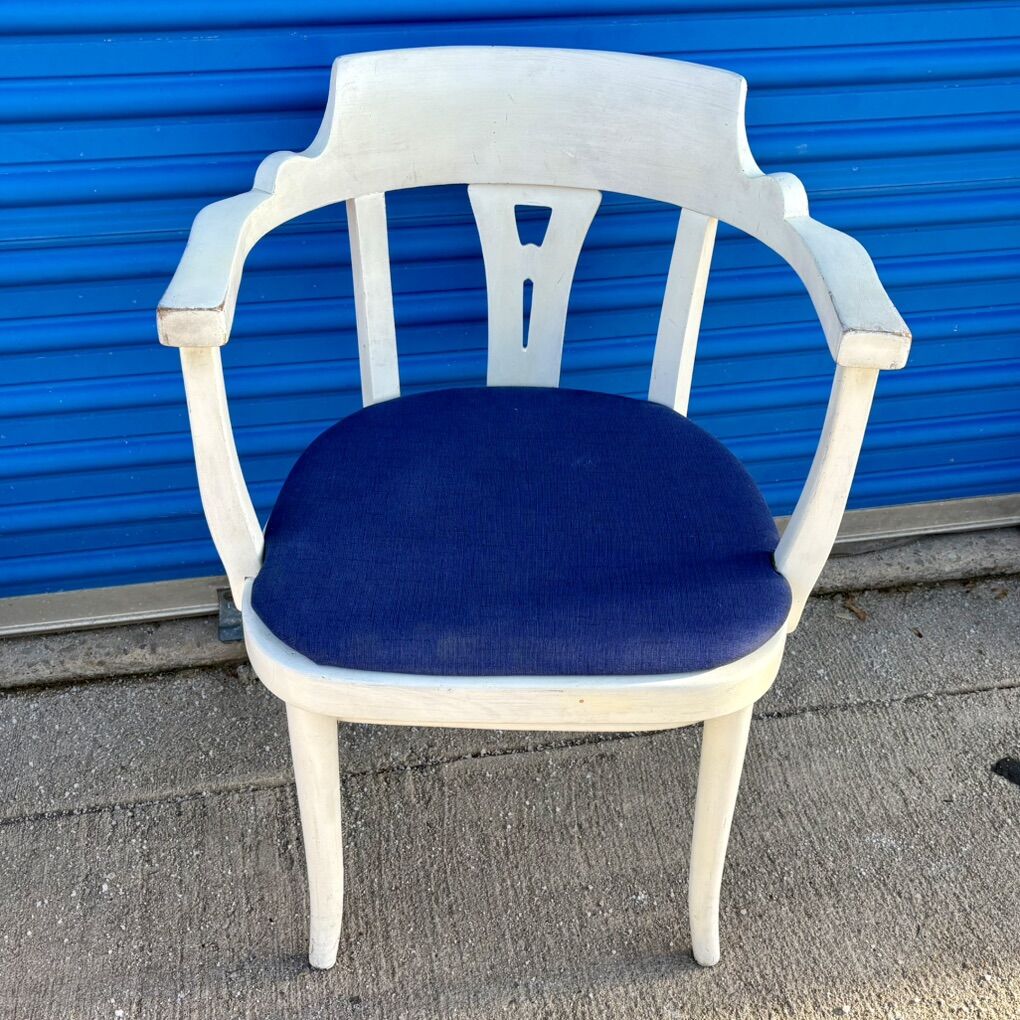 Vintage Decorative Wood Padded Side Accent Chair