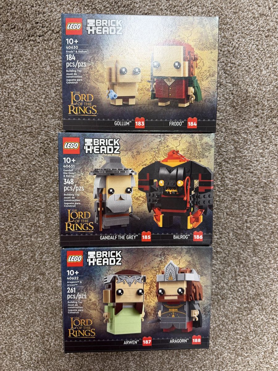 LEGO BrickHeadz The Lord of the Rings Collection 3-Pack: Frodo, Gollum, Gandalf, Balrog, Aragorn, Arwen