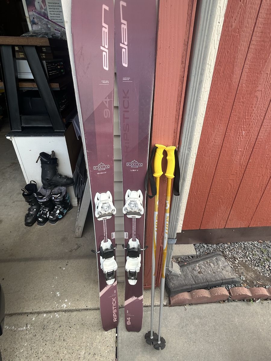 Made In Slovenia Elan Ripstick 94 Women's Skis - 162cm With Scott Poles