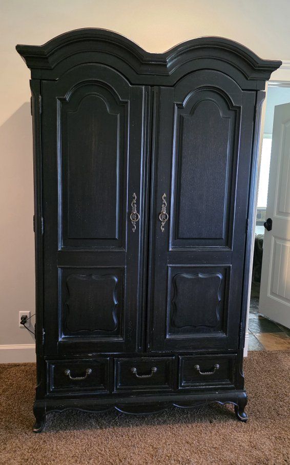 Black Armoire Entertainment Center Wardrobe TV Cabinet with Drawers