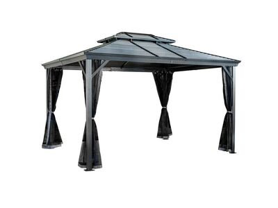 Ventura II Gazebo, 10 ft. x 12 ft. Double Roof, Rustproof, Aluminum Framed, Dark Grey