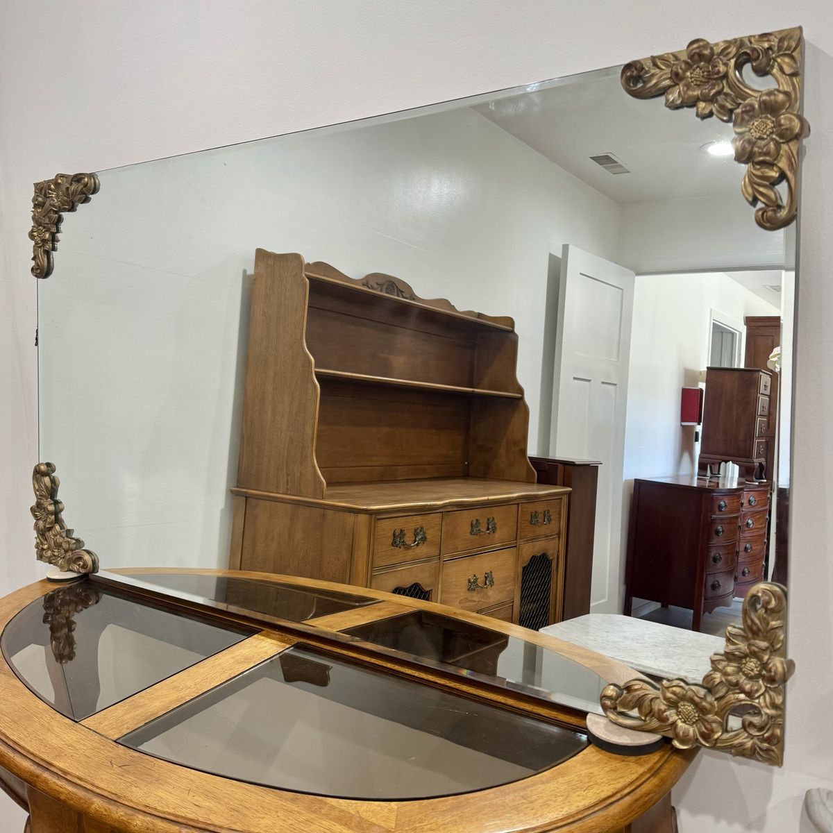 Large 56” Vintage Hollywood Regency Gilded Mirror