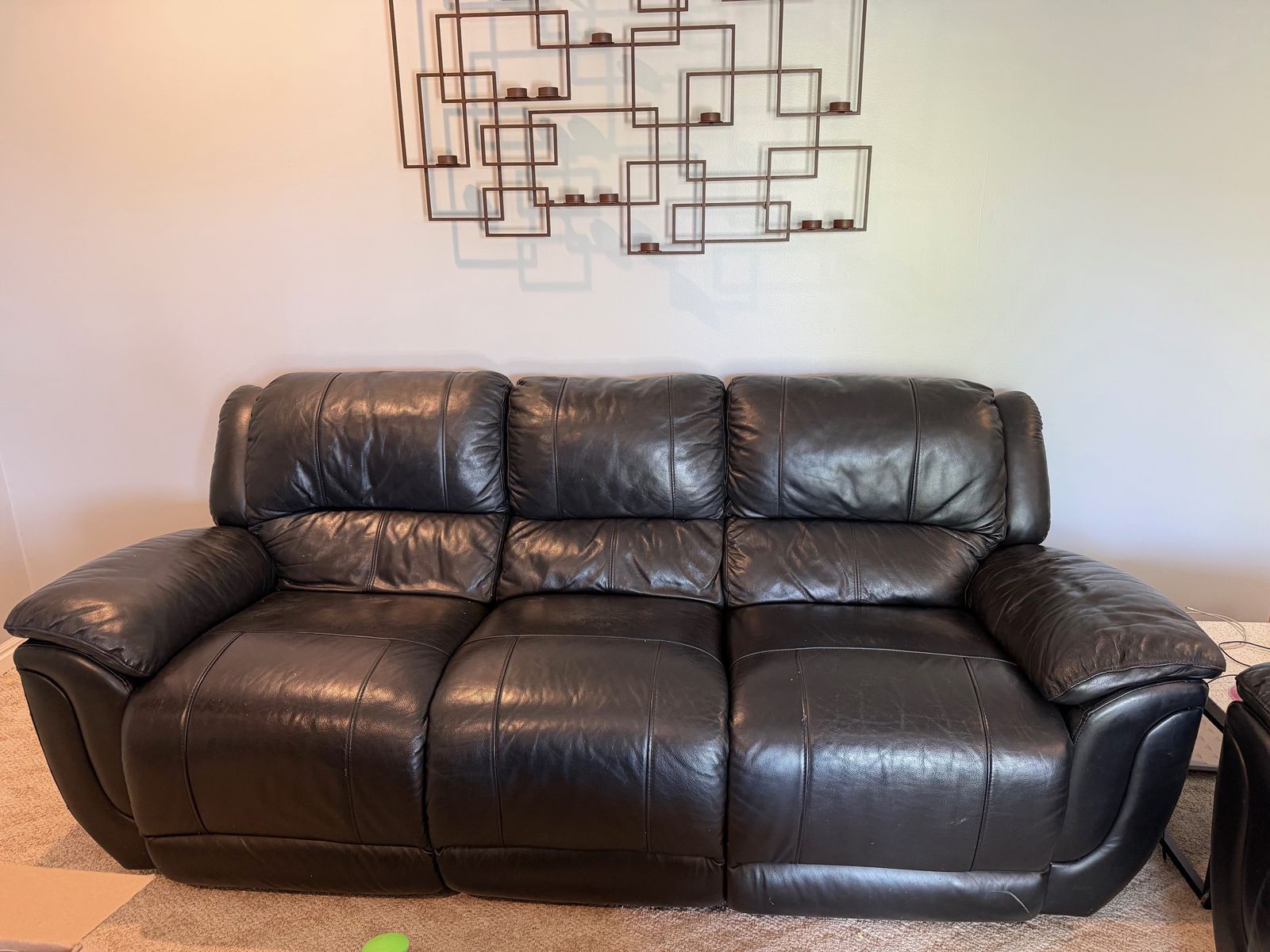 Leather Power Reclining Sofa, Loveseat, and Chair – Great Condition