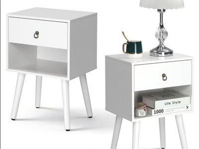 SET OF 2 MODERN MID-CENTURY NIGHTSTANDS — BRAND NEW!