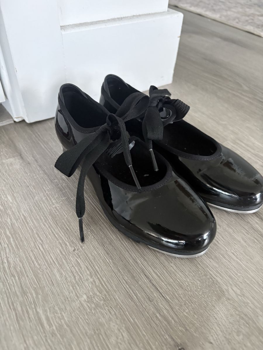 Bloch Black Patent Leather Tap Shoes Size 12 M with Techno Taps