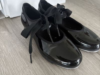 Bloch Black Patent Leather Tap Shoes Size 12 M with Techno Taps