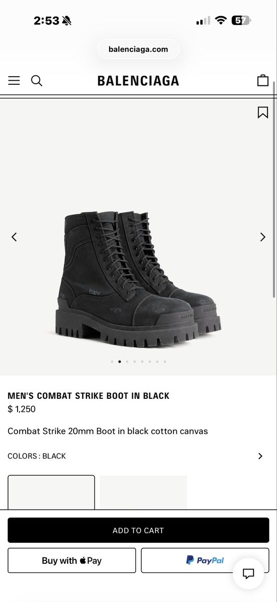 Balenciaga Men's Combat Striker Boots Black 