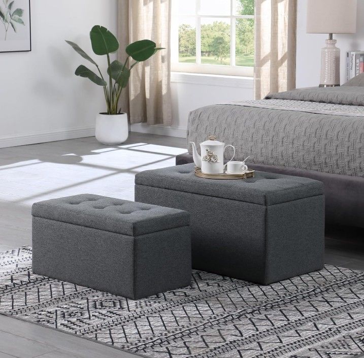 Brand New in Box - Gecheer 2-in-1 Ottoman Set: Storage Bench, Heavy-Duty 250 lb Capacity