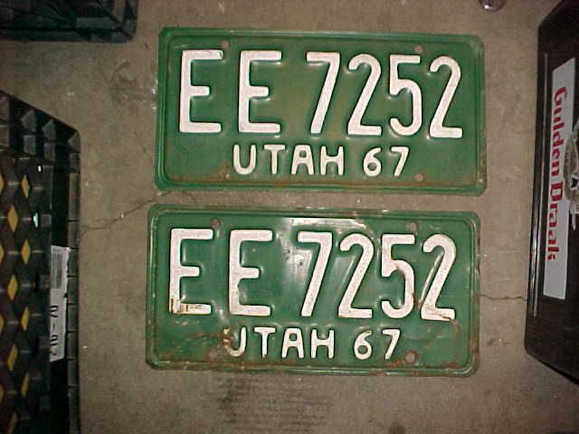 1967 Utah license plate pair