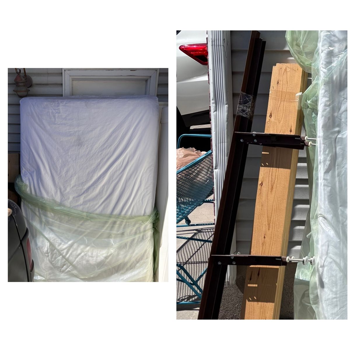 Full size mattress/frame/support rails