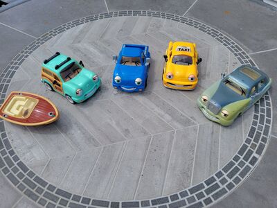 Chevron Techron cars Leo Limo, Woody Wagon, Pete Pick-Up truck, C.C. Boat, Tyler Taxi