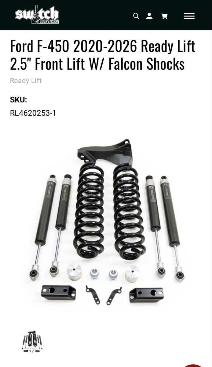 Ford F-450 2020-2026 Ready Lift 2.5" leveling Lift kit W/ Falcon Shocks
