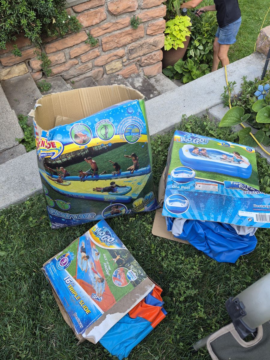 Slip and Slides and Inflatable pool.