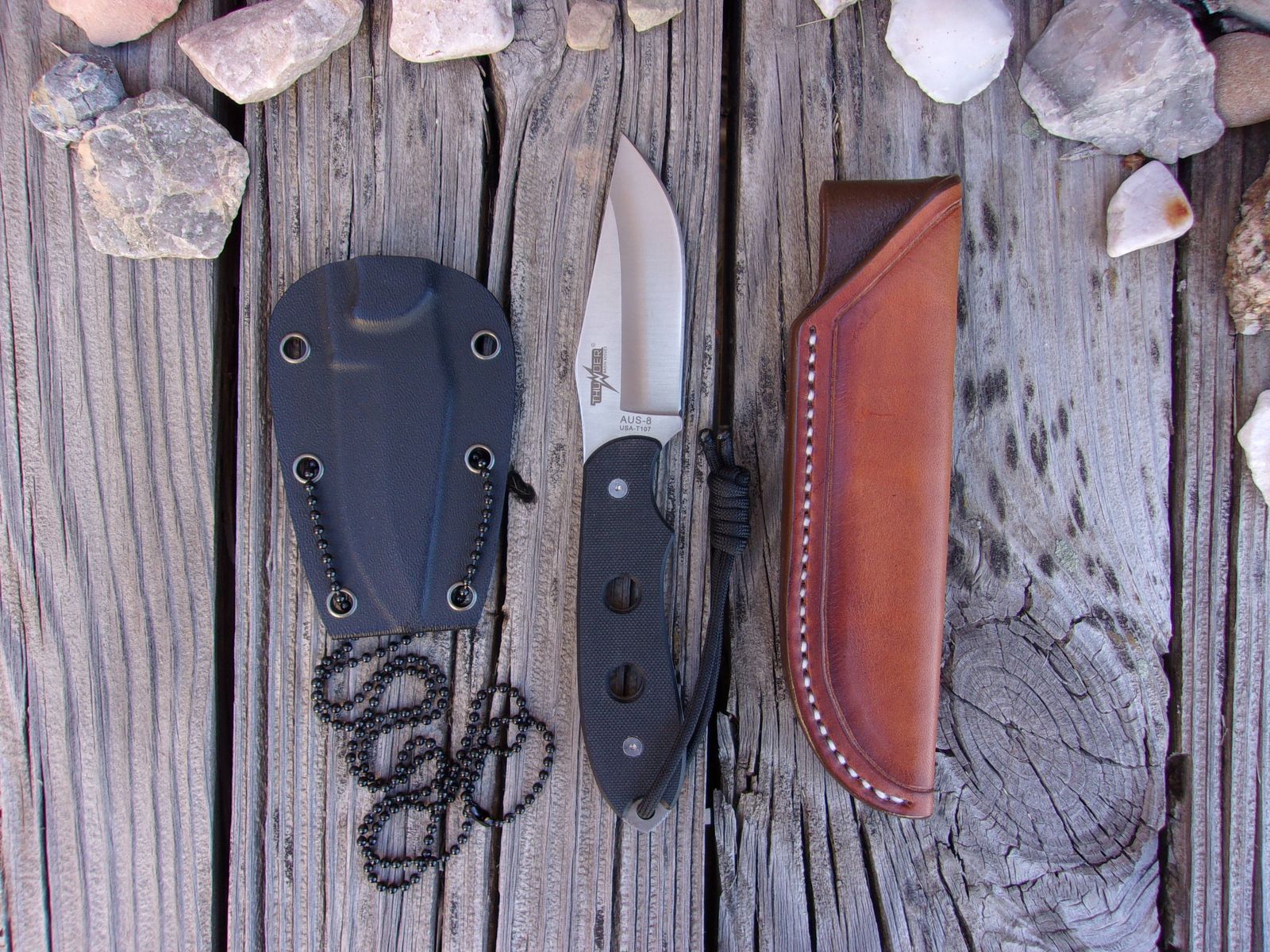 Thunder Basin Night Shift Fixed Blade Knife w/ LF Custom Leather Sheath