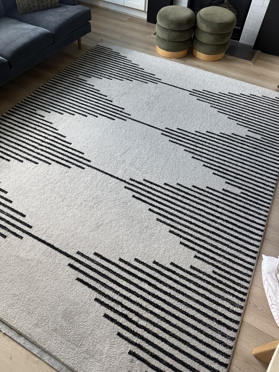 Poly and Bark Black & White Striped Area Rug