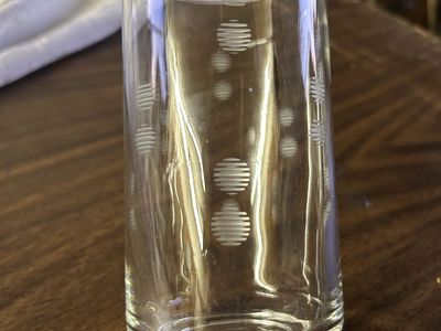 6 Vintage Libby Etched Drinking Glasses/ Tumblers with Cut Glass Dot/ Bubble Design Matching Set of 6 New But Never Used Glasses