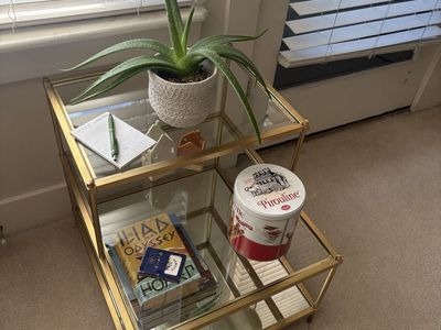 Gold Tiered Glass and Mirror Side Table