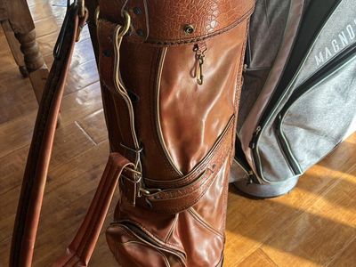 Vintage Arnold Palmer orang Embossed Leather Golf Bag with Shoulder Strap