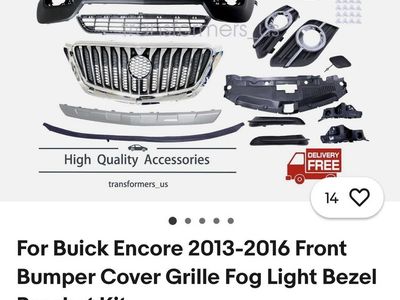 New Buick Encore 2013-2016 Front Bumper Cover Grille Fog Light Bezel Bracket Kit
