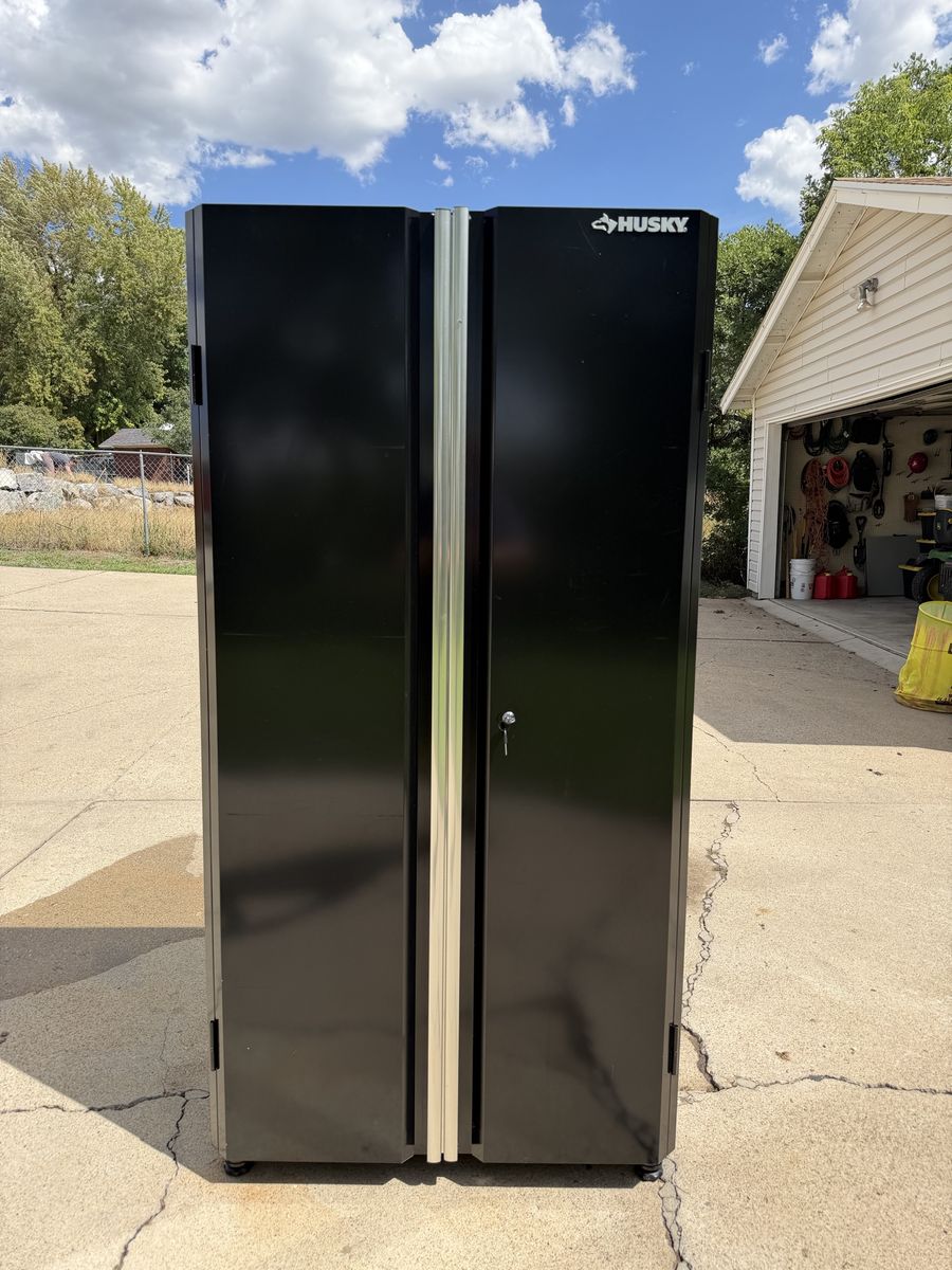 Husky Heavy-Duty Steel Freestanding Garage Cabinet in Black 36.6"W x 72"H