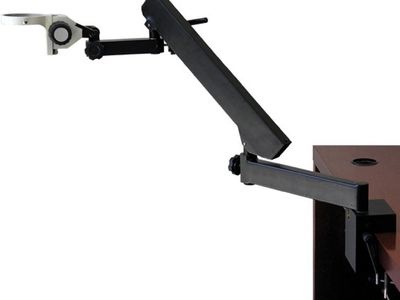 AmScope Articulating Arm Microscope Stand w/ Desk Clamp & Focus Rack