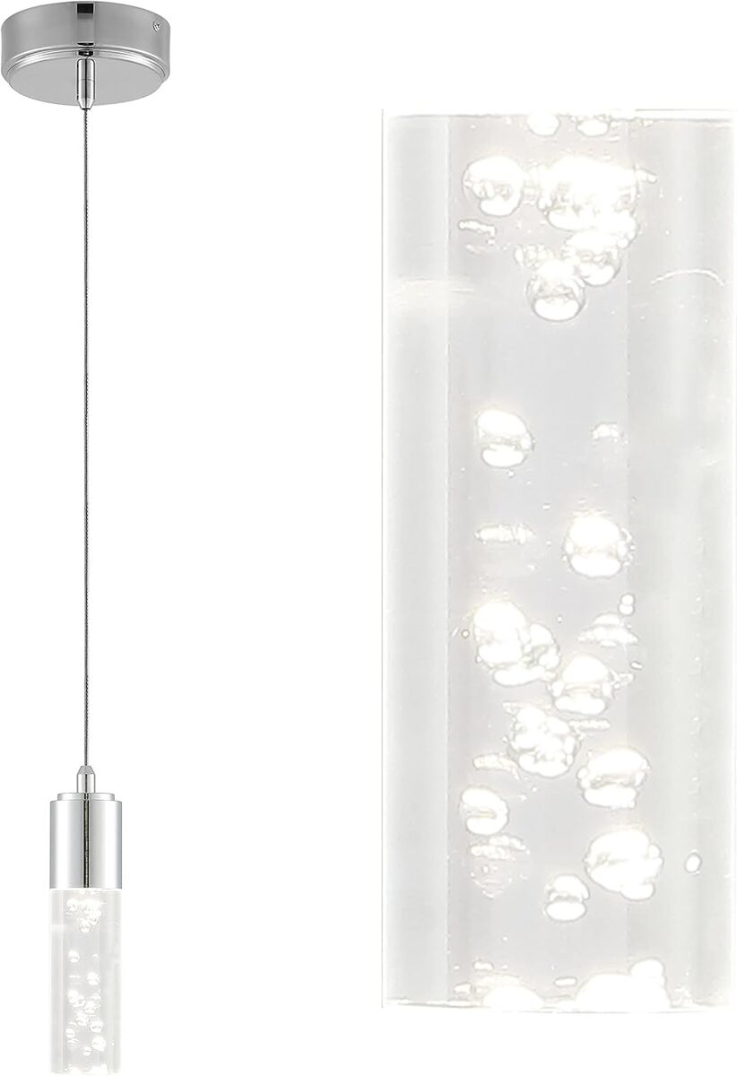 Jonathan Y Bolha 4.75" 1-Light Bubble Acrylic/Iron Modern Minimalist Integrated LED Chrome Pendant
