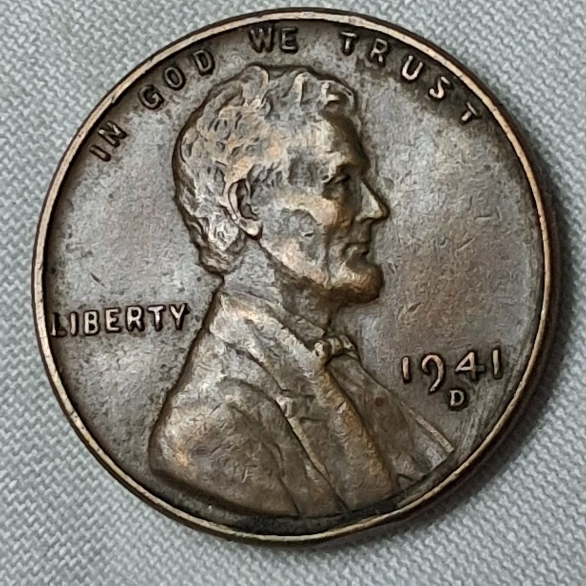 1941 D US Lincoln Wheat Cent Penny Denver Mint