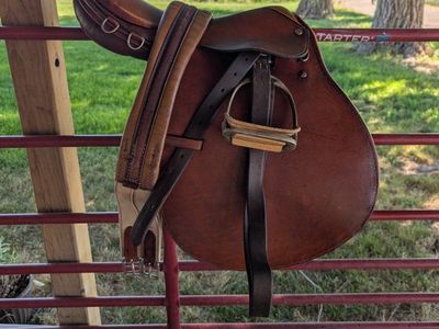 Kingston all purpose English Horse Saddle - Brown Leather with Stirrups & Girth