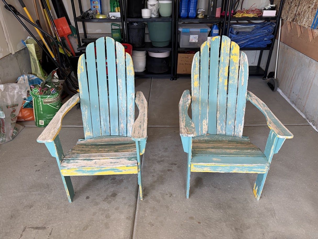 Pair of Solid Wood Adirondack Chairs - Great DIY Project!