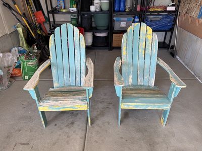 Pair of Solid Wood Adirondack Chairs - Great DIY Project!