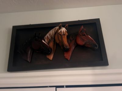 Set of 2 Rustic Equestrian Wall Art & 'Welcome to the Ranch' Metal Sign Set