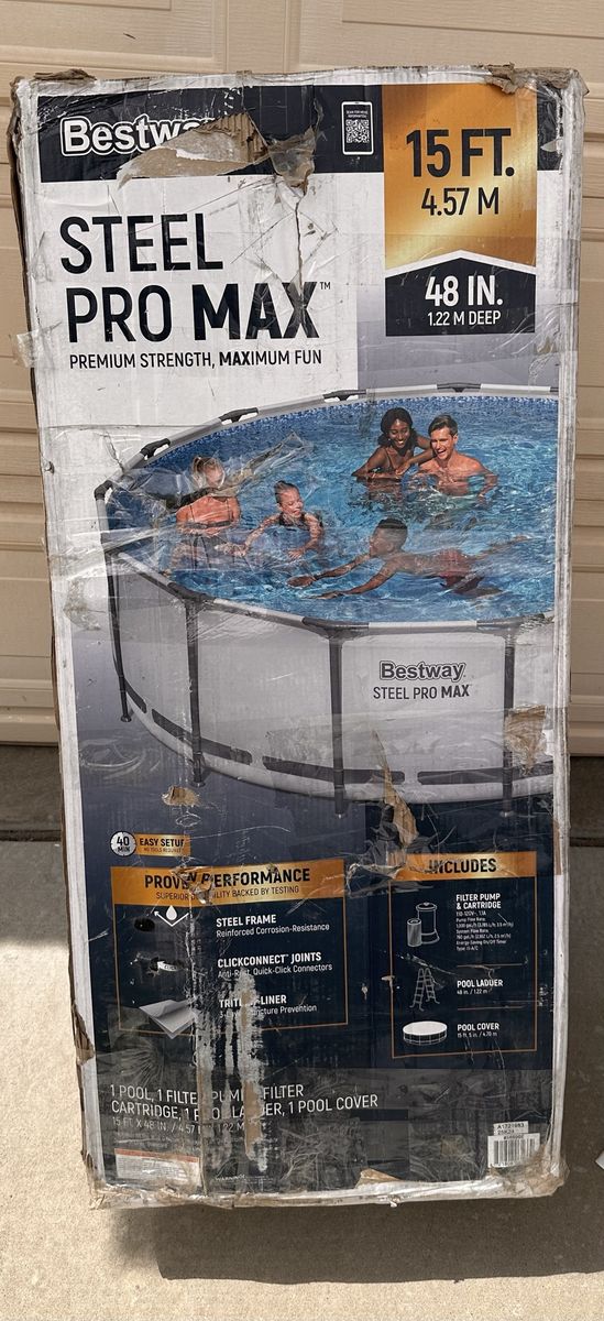 NEW Bestway Steel Pro MAX 15’ x 48” Above Ground Pool Set