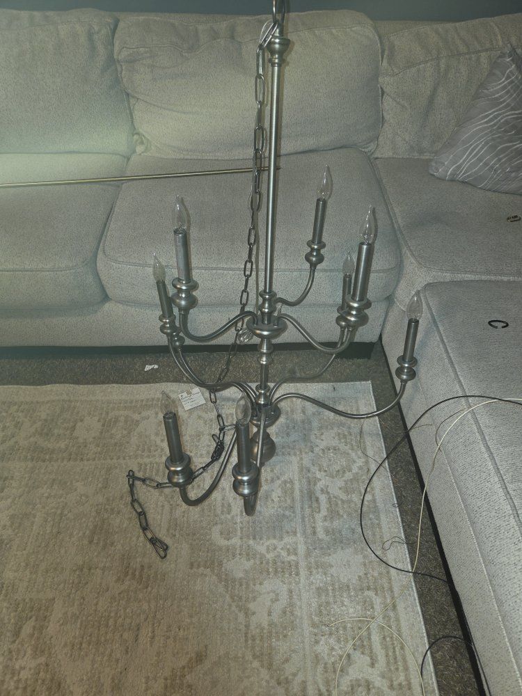 Multi-Tiered Brushed Nickel Candle Chandelier Light Fixture