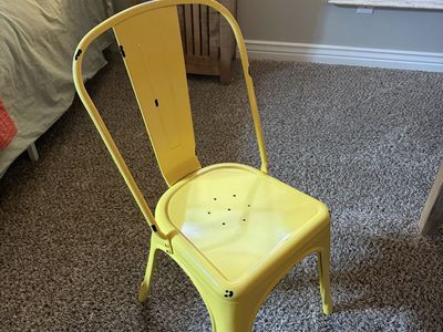 Bright Yellow Metal Dining Chair Industrial Style