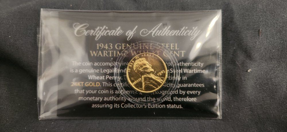 Collectible Coin Lot: 1943 Steel Cents & 24KT Gold Plated Collector Coins with COAs