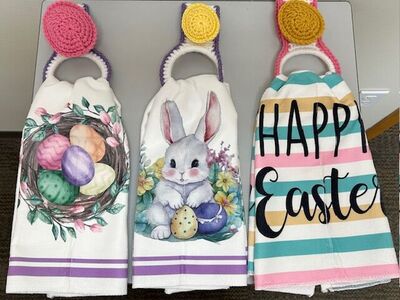 Crochet Easter Hanging Kitchen Towels - $18 ea