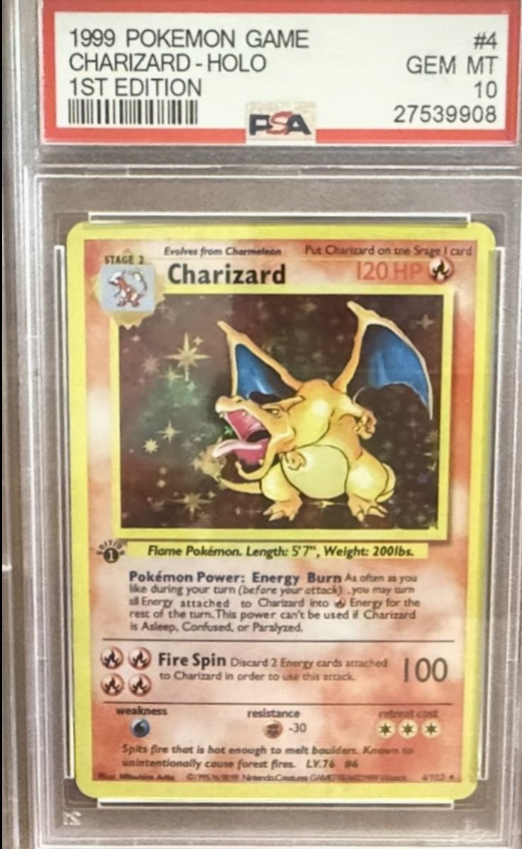 1999 Pokémon Game Charizard Holo 1st Edition PSA GEM MT 10 Graded Card #4 - Novelty / Faux Collectors card