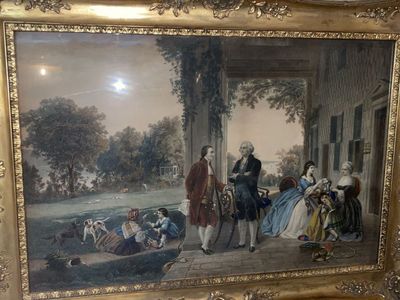 “The Home Of Washington” hand colored engraving