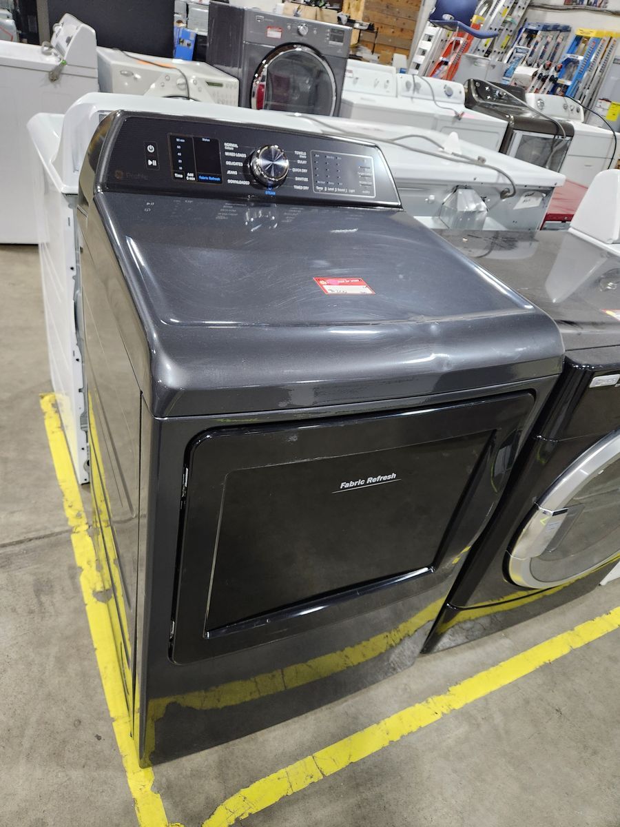 GE Profile Electric Gas in Slate with Steam and Fabric Refresh