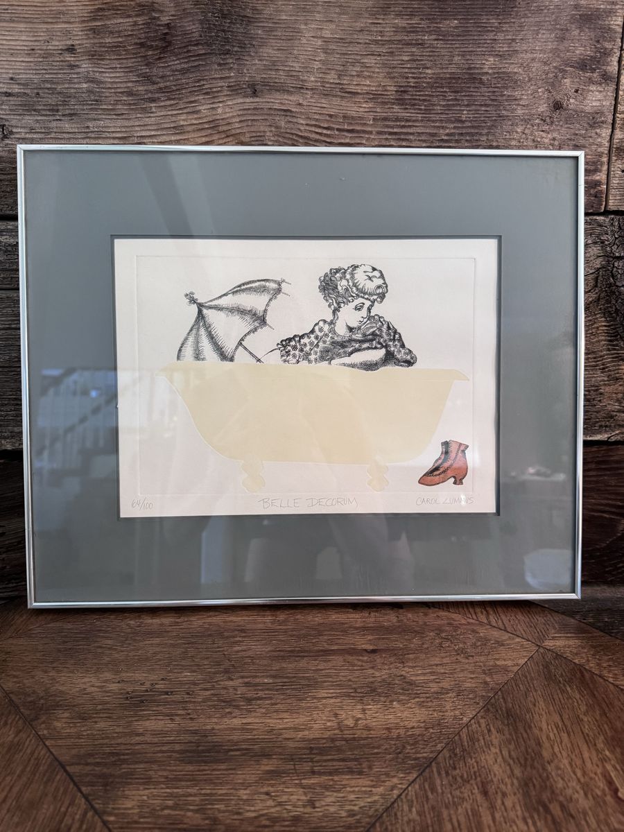 Carol Lummis Framed Limited Edition Etching Print "Belle Decorum" 64/100