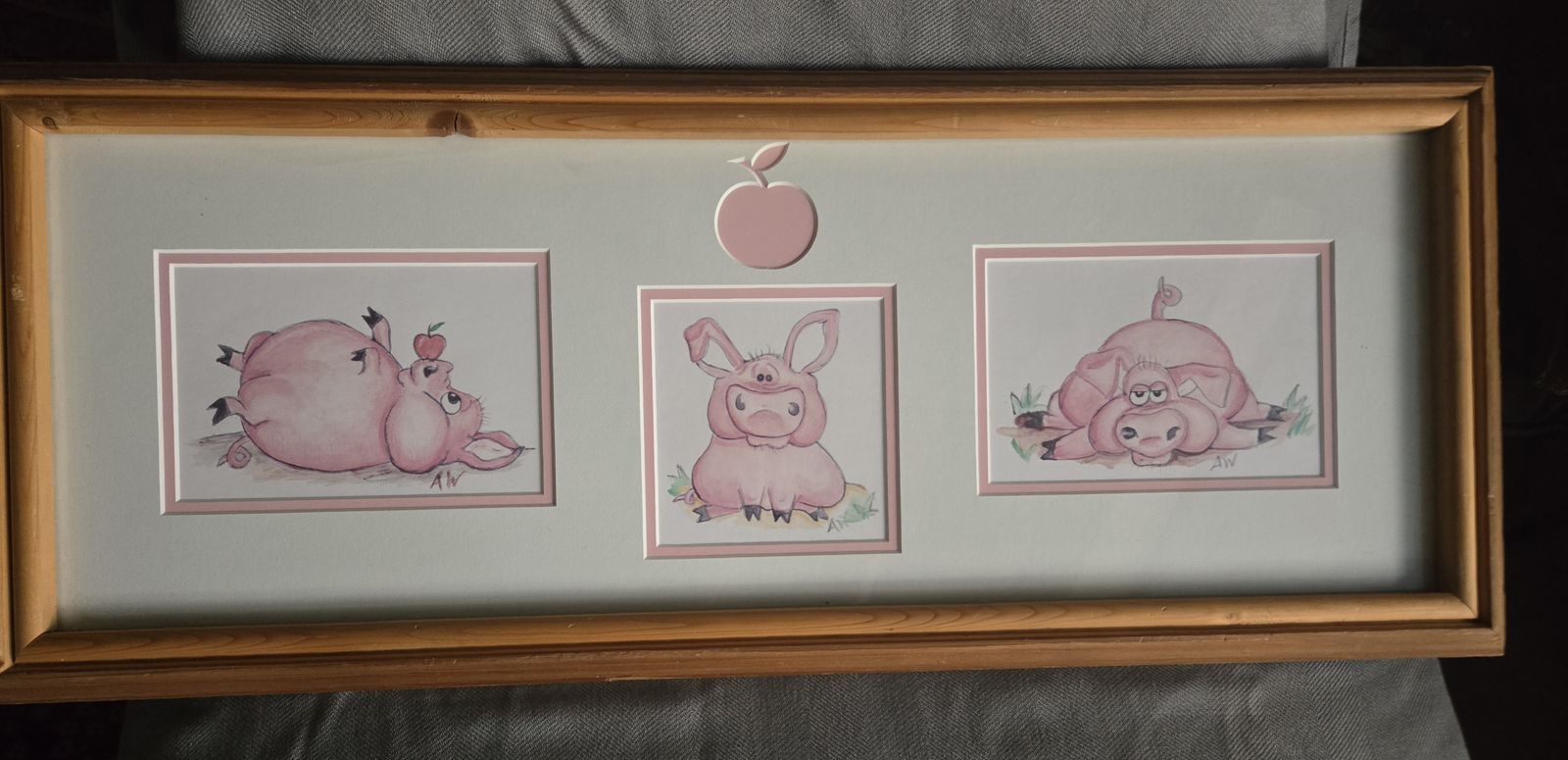 Framed Pig Art Trio - Orignal