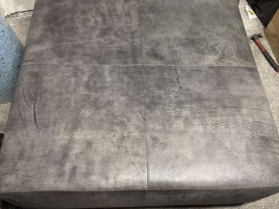 Large Gray Faux Leather Ottoman Square Tufted Coffee Table Footrest