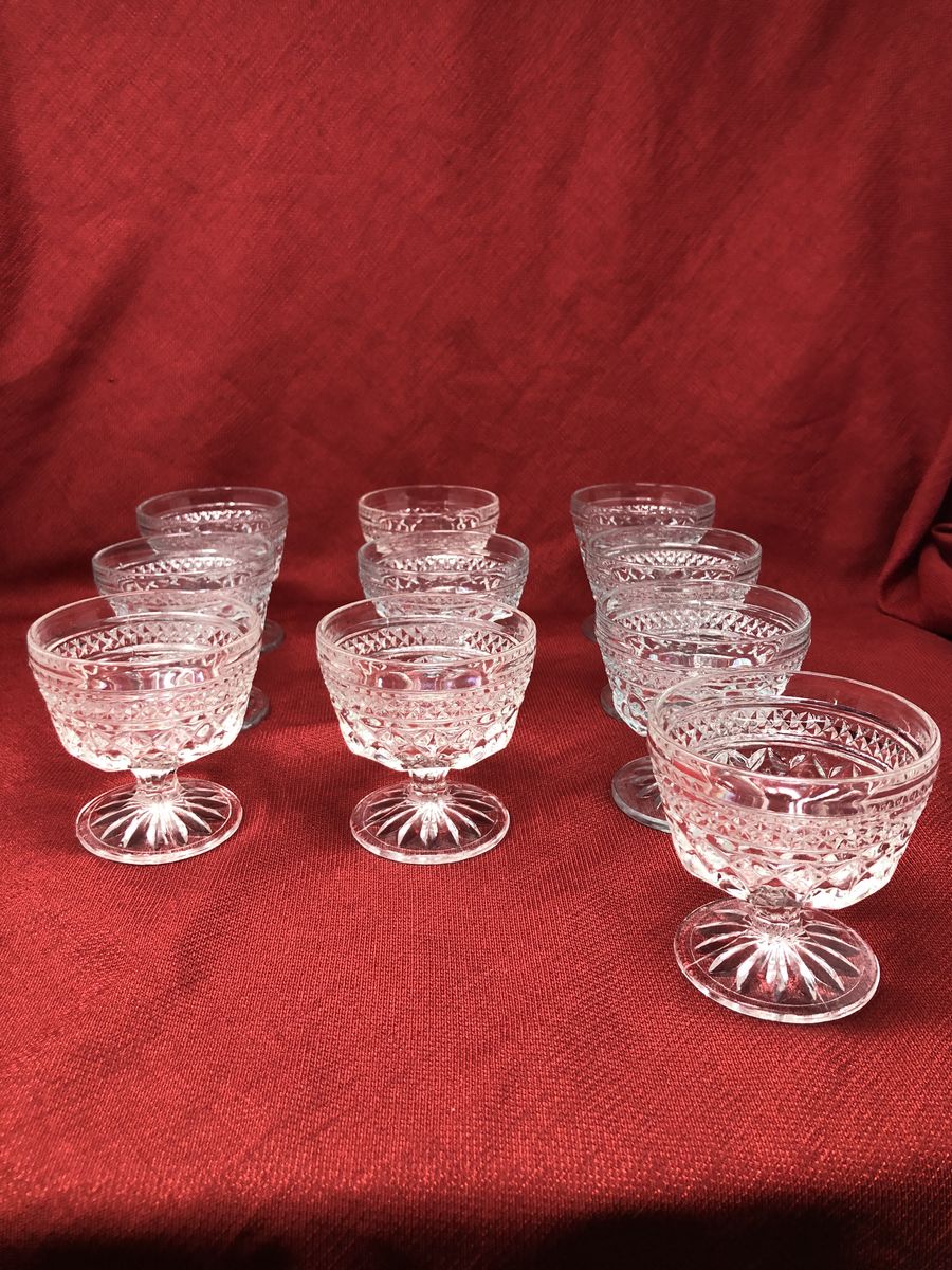 Anchor Hocking Tall Sherbet / Champagne Crystal Glasses – Set of 10