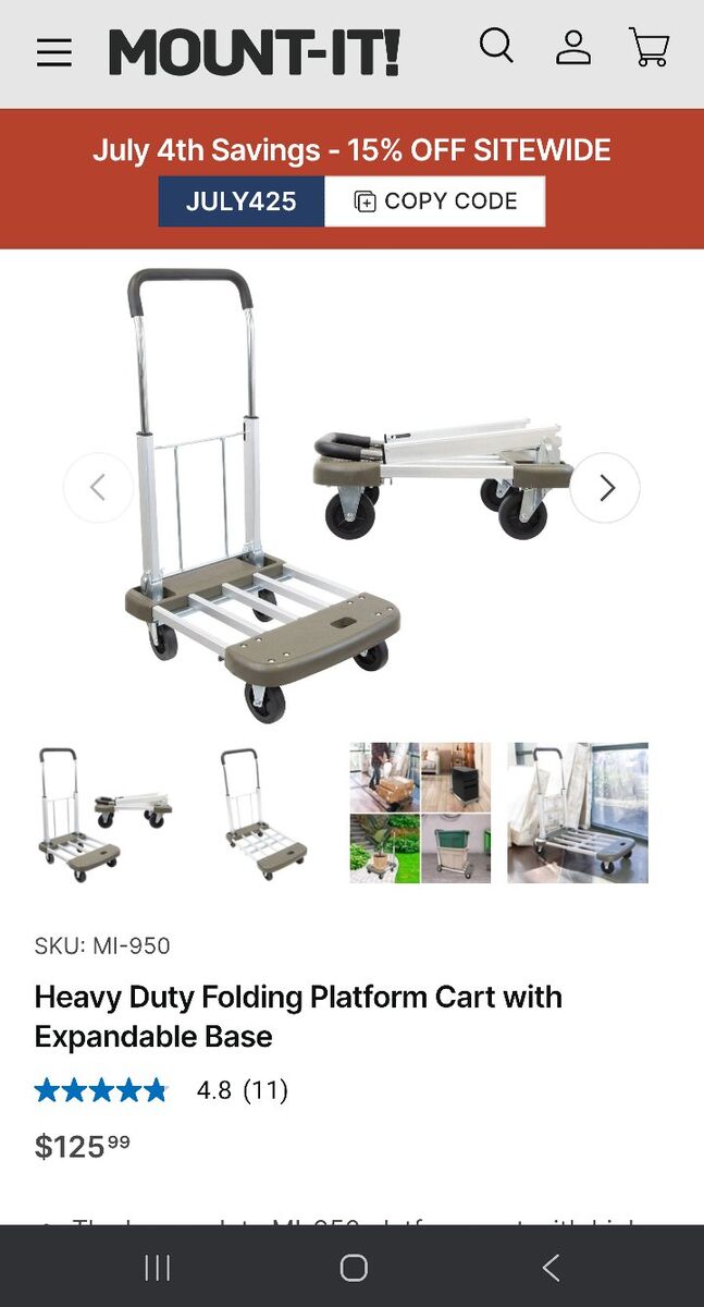 Mount-it Heavy Duty Folding Platform Cart
