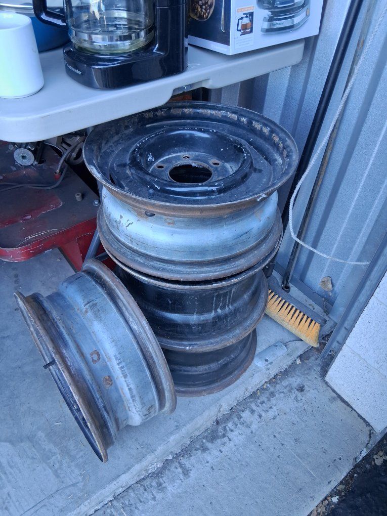 Used Factory Chevrolet Early Truck 6-Lug Steel Wheels - Set of 4 - Front 15"X6" Rear 15"X8"