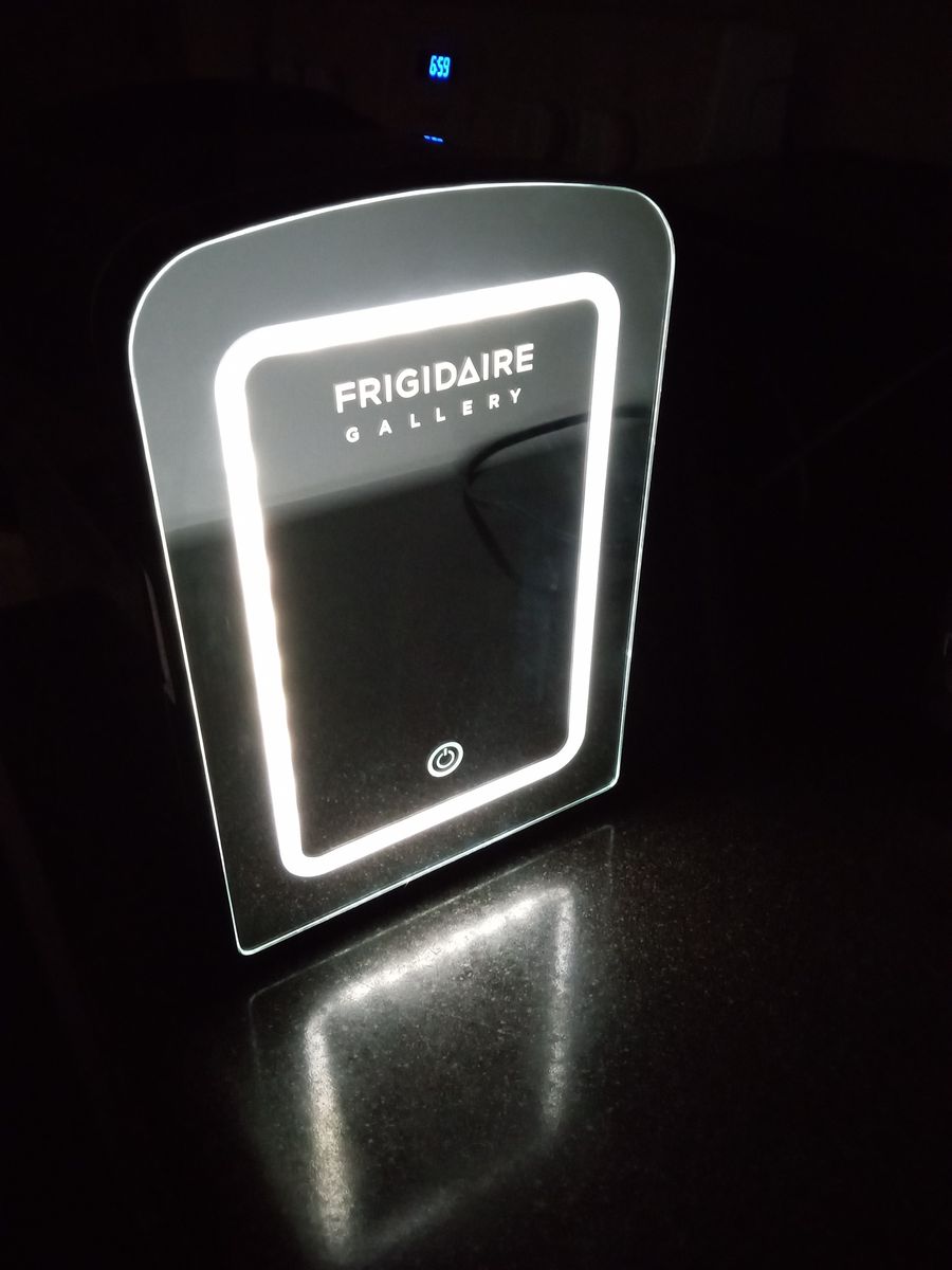 Mini fridge refrigerator Mini Frigidaire  or six-pack cosmetics fridge with led makeup mirror dorm room perfect portable