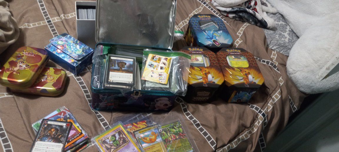 Pokemon TCG Card Lot with Tins, Deck Boxes, & Sleeved Cards
