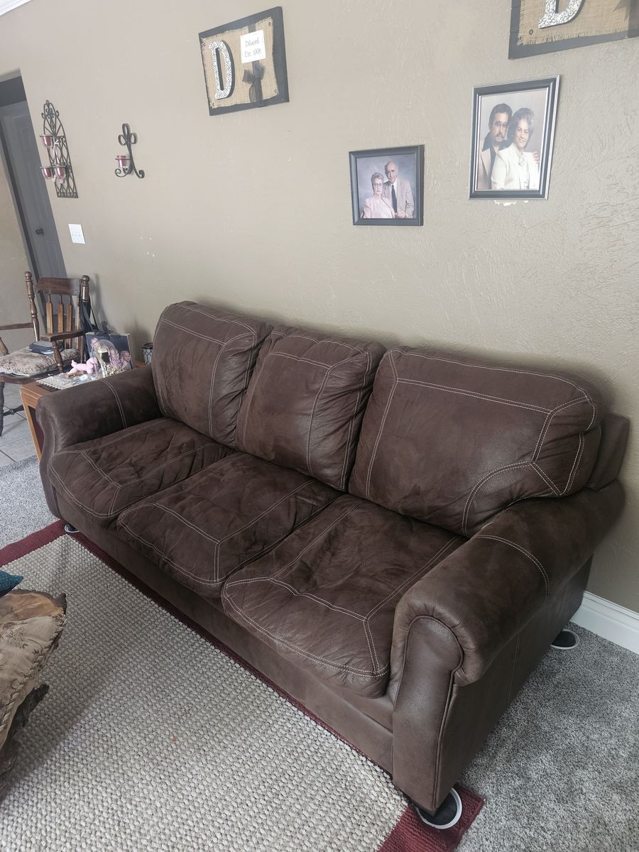 Brown 3-Seat Sofa / Couch – Comfortable & Good Condition – $200