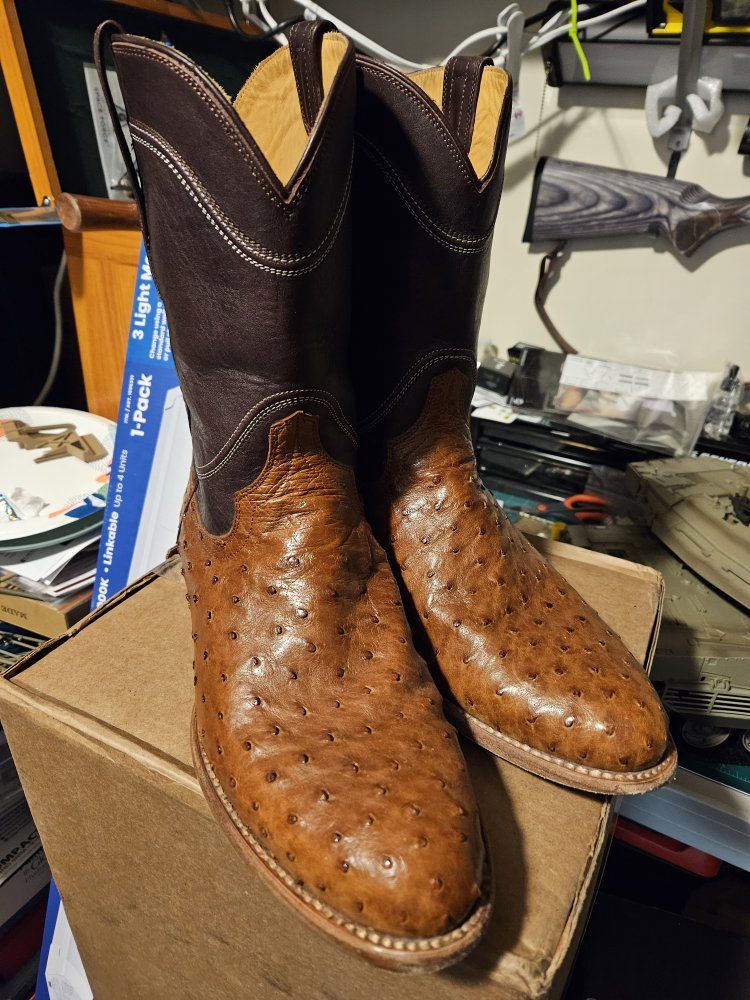 Tecovas Full Quill Ostrich "Duke" Roper Style Cowboy Boots