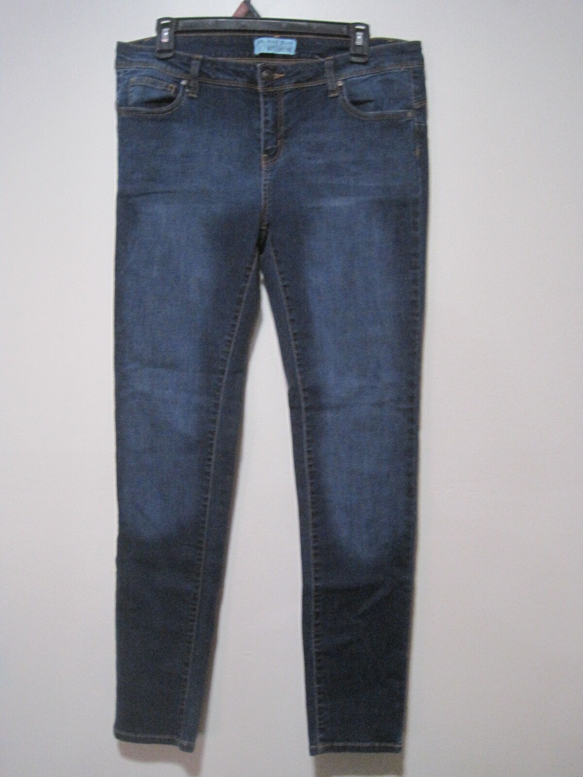 Wax Jean Skinny Women's Juniors 15 Mid Rise Distressed Medium Blue Denim Pants